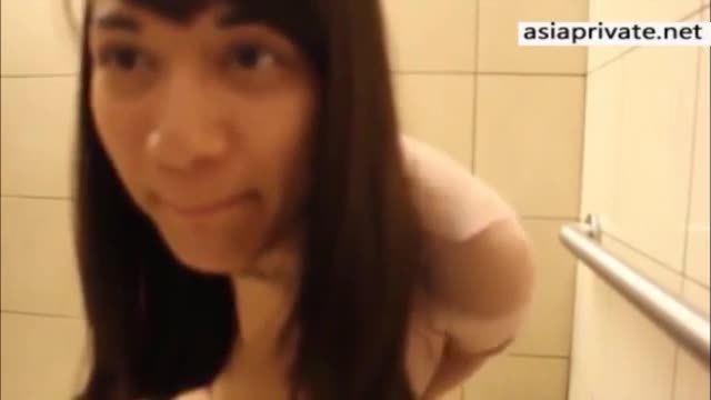 Asian teen mei masturbates in public restroom