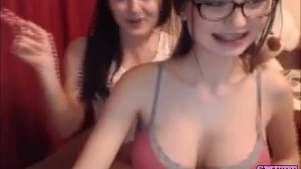 Busty lesbian whore with braces shows tits